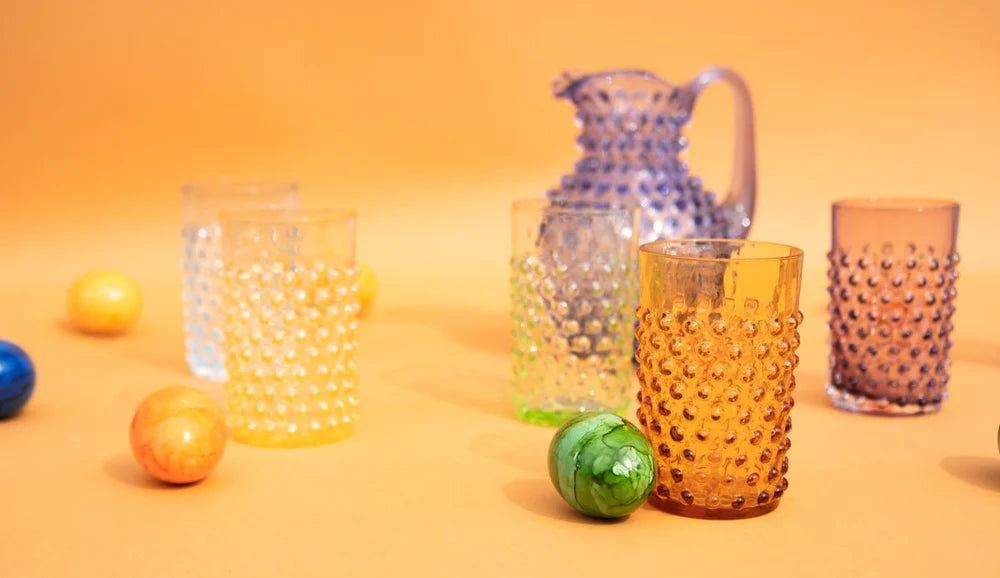 Amber Hobnail Tumblers set of 4