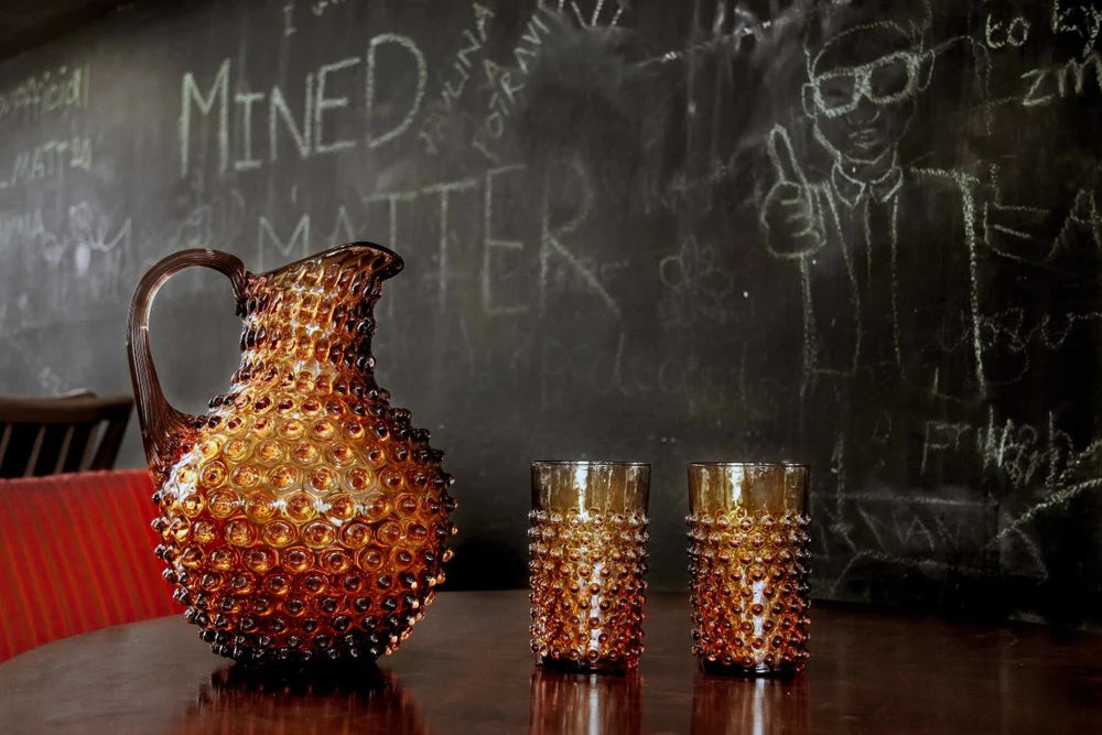 Amber Hobnail Tumblers set of 4
