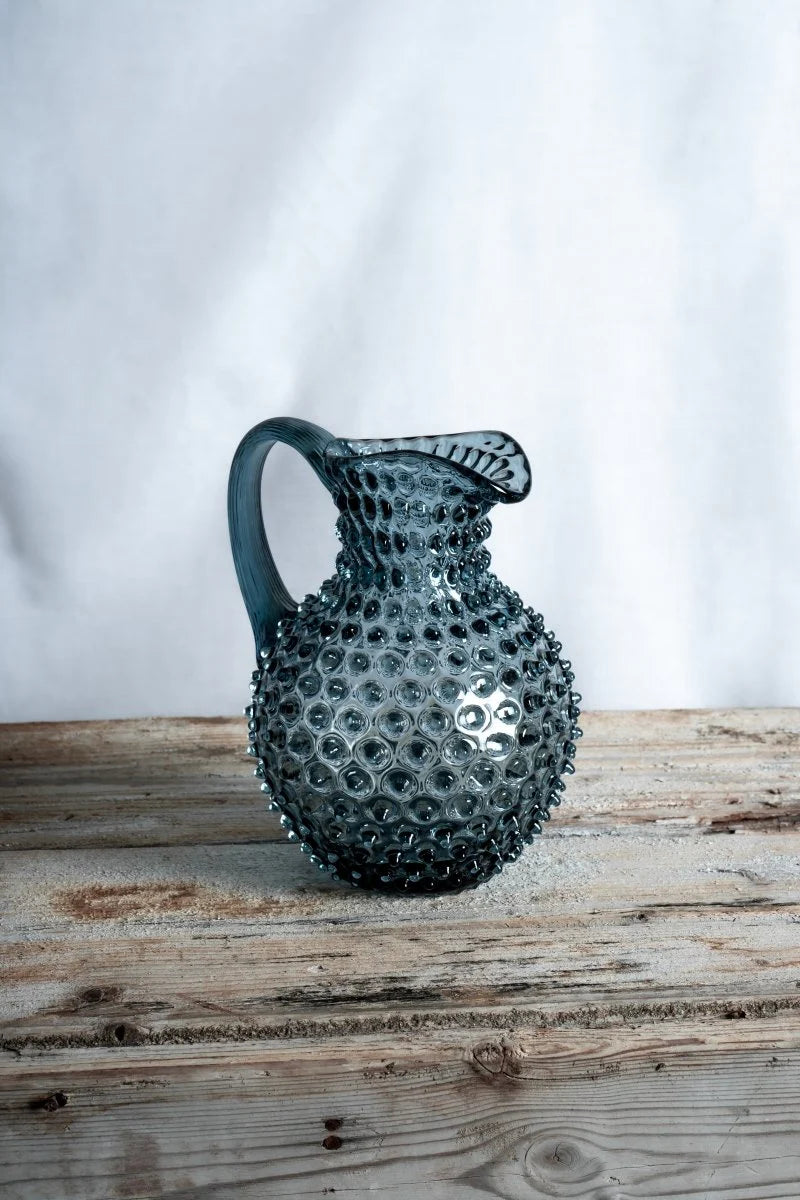 Misty Blue Hobnail Jug 1L