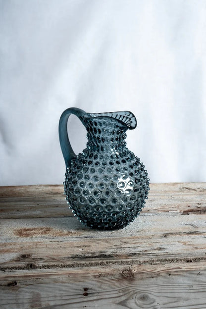 Misty Blue Hobnail Jug 1L
