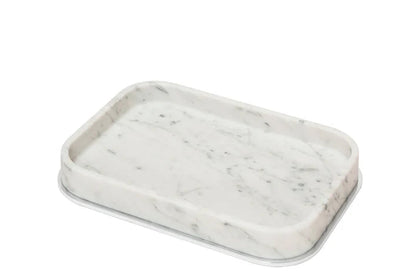 Positano Marble Valet Tray, Rectangular with Brass Base Frame
