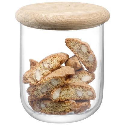 Dine Container & Oak Lid 12.5cm H14cm Clear