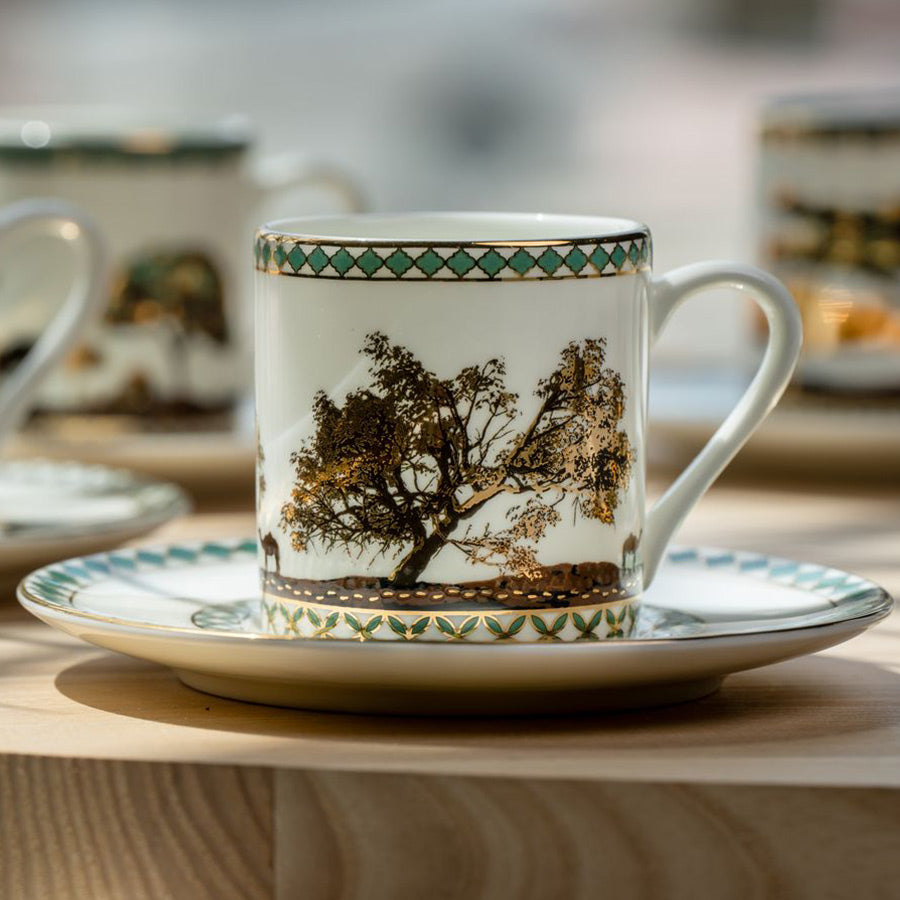The cups and saucers UAE trees set of 6