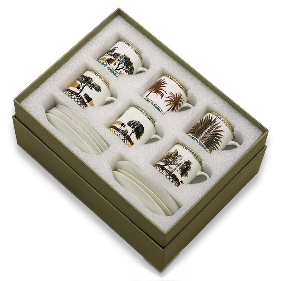 The cups and saucers UAE trees set of 6