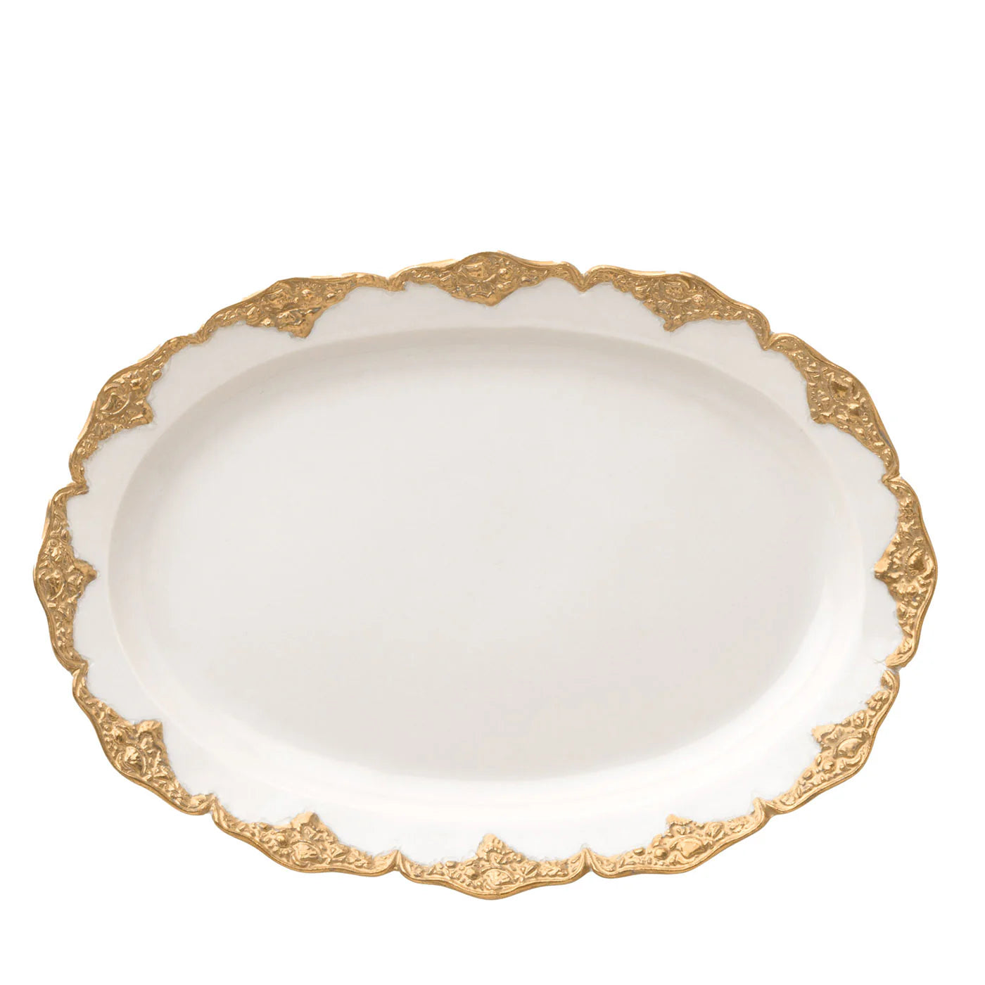 Irene Oval White & Gold Serving Plate