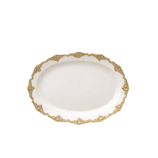 Irene Oval White & Gold Serving Plate