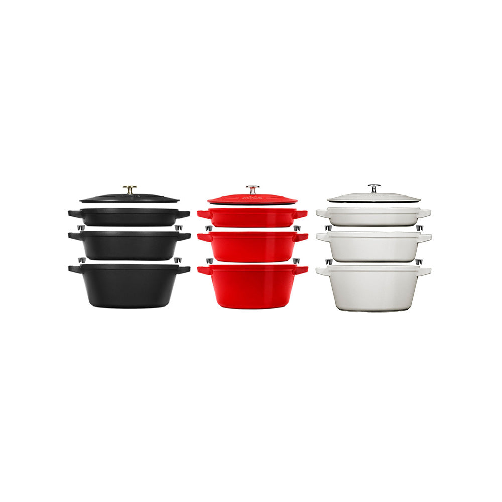 Stackable Cast Iron Cookware, Set of 3
