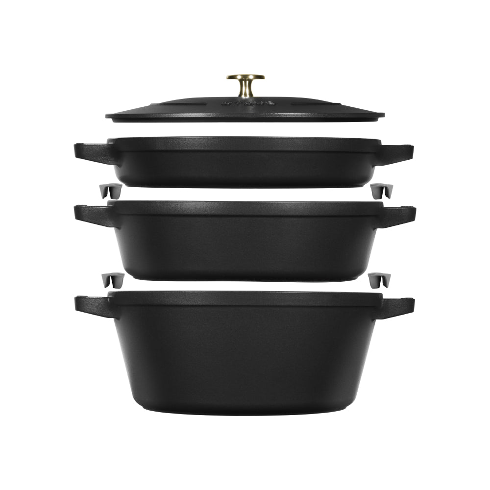 Stackable Cast Iron Cookware, Set of 3