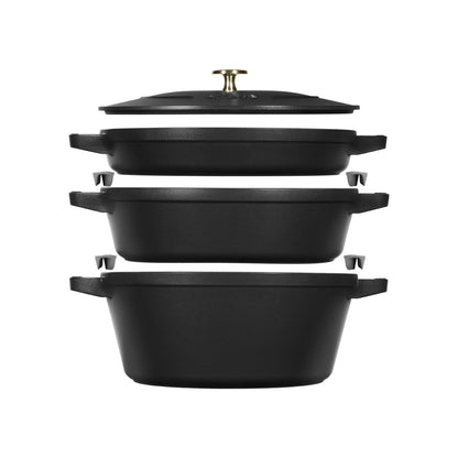 Stackable Cast Iron Cookware, Set of 3