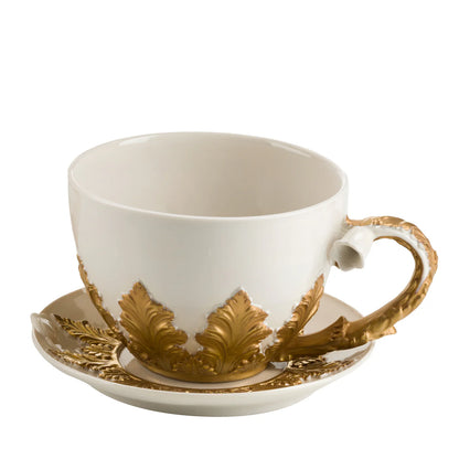 Gold Leaves Tea Cup & Saucer