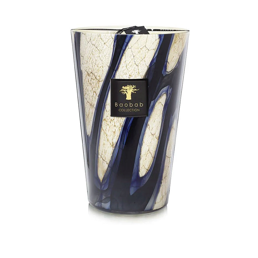 scented candles-Decorative candle with a cracked pattern and Baobab Collection logo on a white background