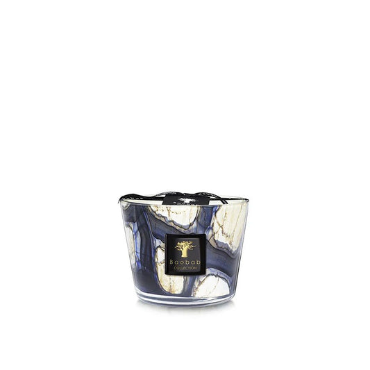 scented candles-Decorative candle with marble design and Baobab label on a white background