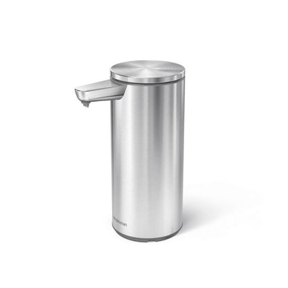 simplehuman Rechargeable Sensor Soap Pump-Stainless steel soap dispenser on a white background