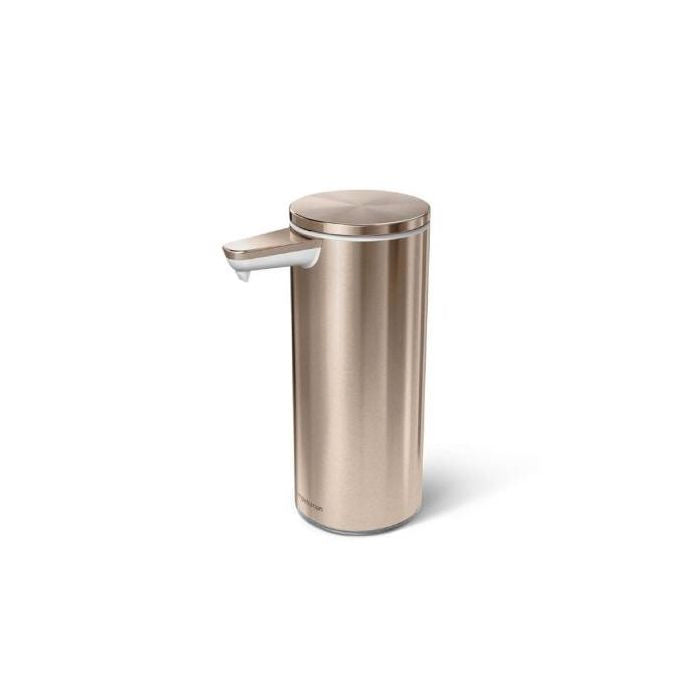 simplehuman Rechargeable Sensor Soap Pump-Stainless steel soap dispenser on a white background