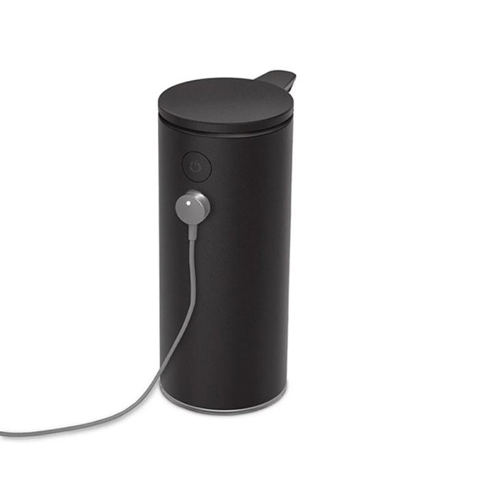 simplehuman Rechargeable Sensor Soap Pump-Black electric kettle with a power cord on a white background