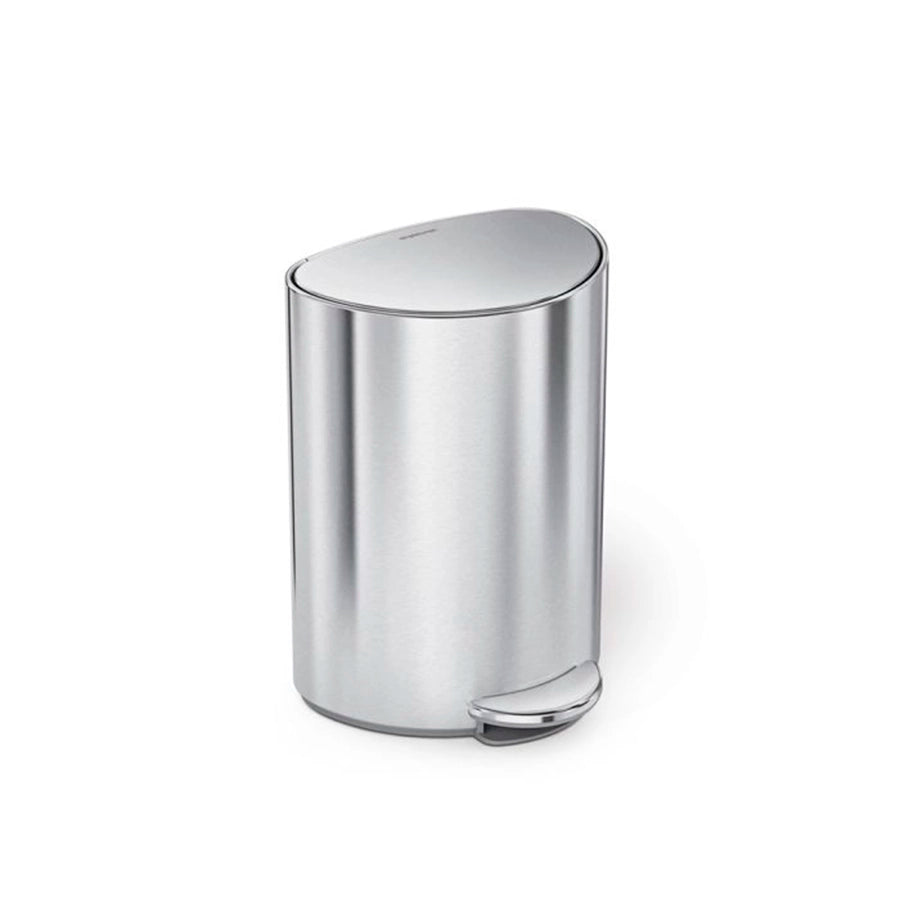 Silver trash can on a white background