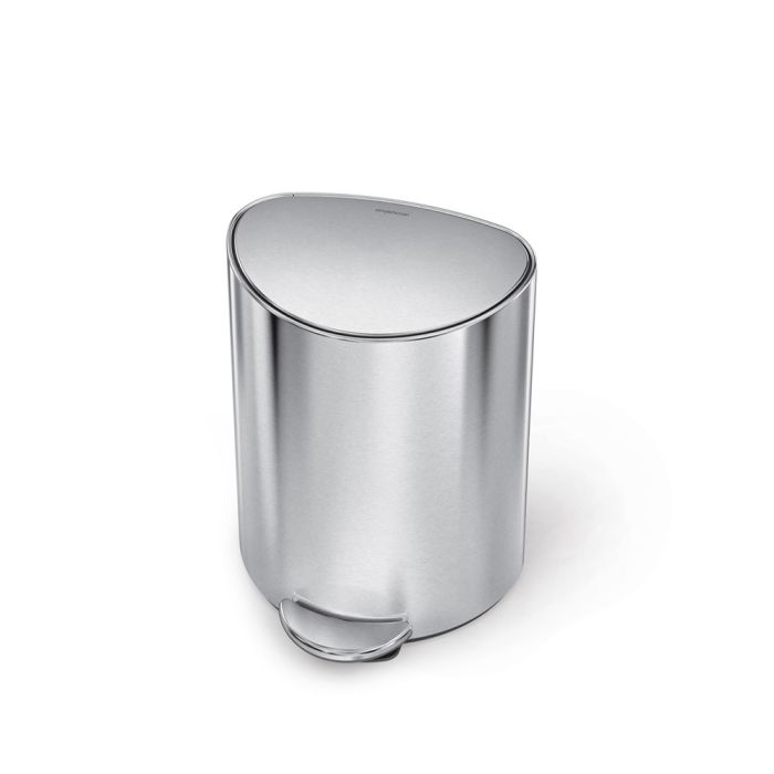 Silver trash can on a white background
