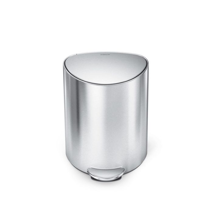 Silver trash can on a white background