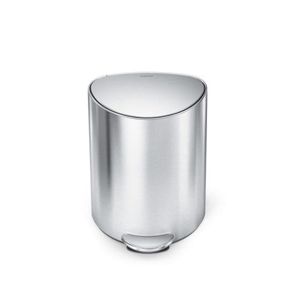 Silver trash can on a white background