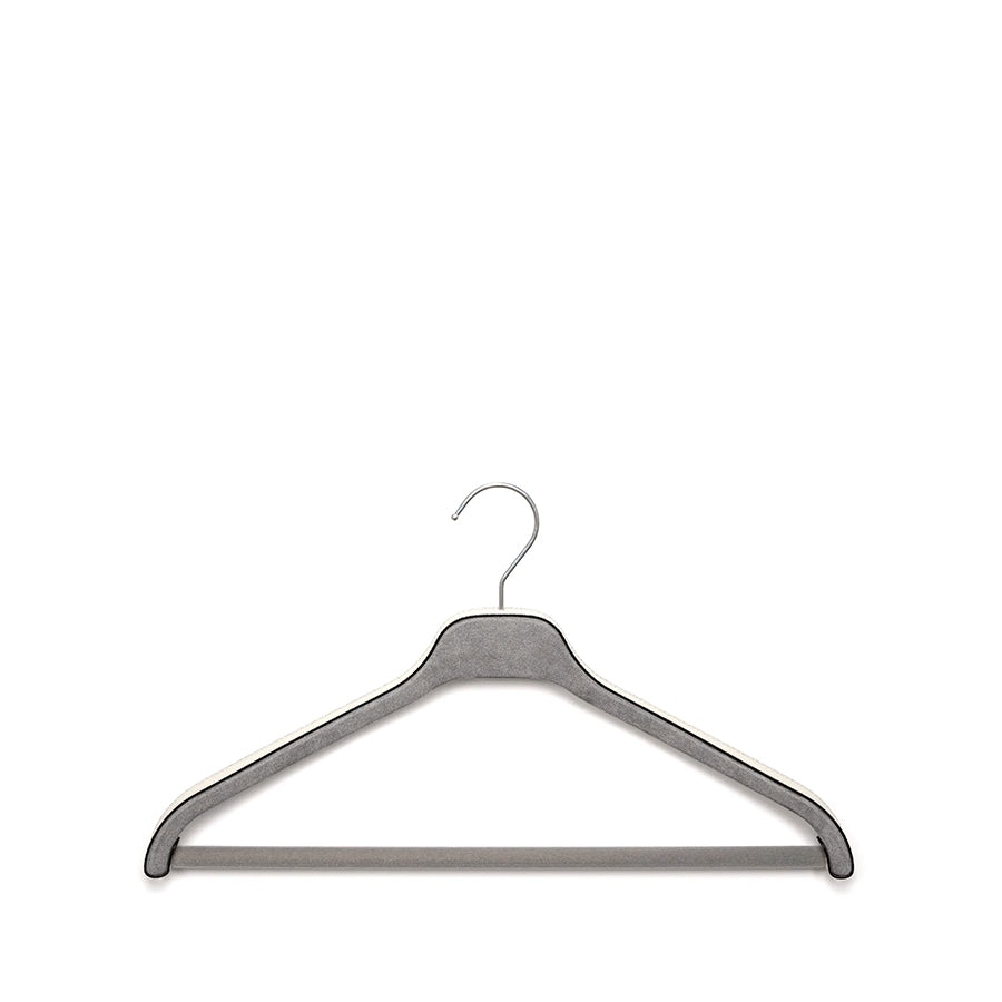 Gray clothes hanger on a white background