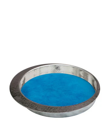 Firenze Round Silver and Light Blue Empty Pocket Tray