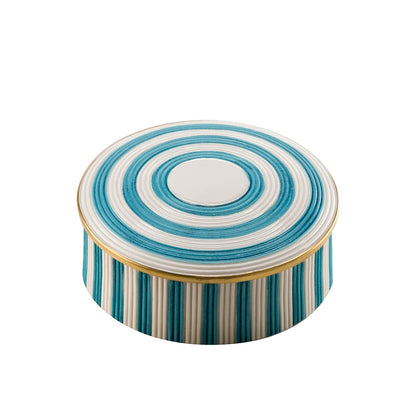 Turquoise Stripes Belle Epoque Round Box