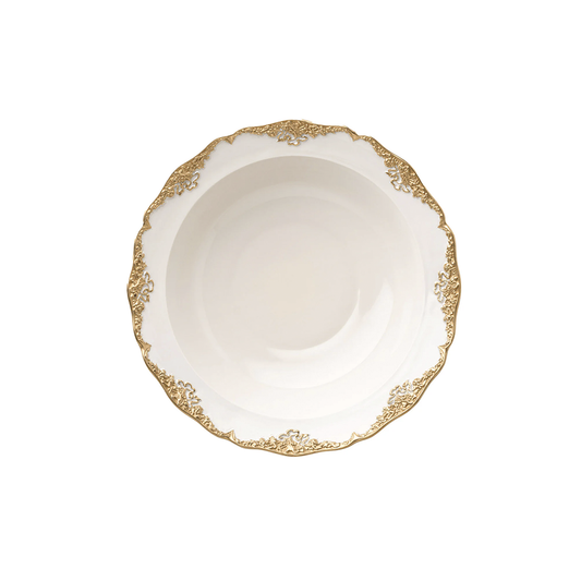 Irene White & Gold Salad Bowl