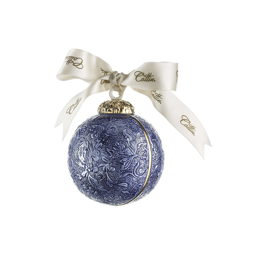 Damask Dark Blue Christmas Bauble