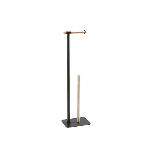 Black stand with two wooden sticks on a white background