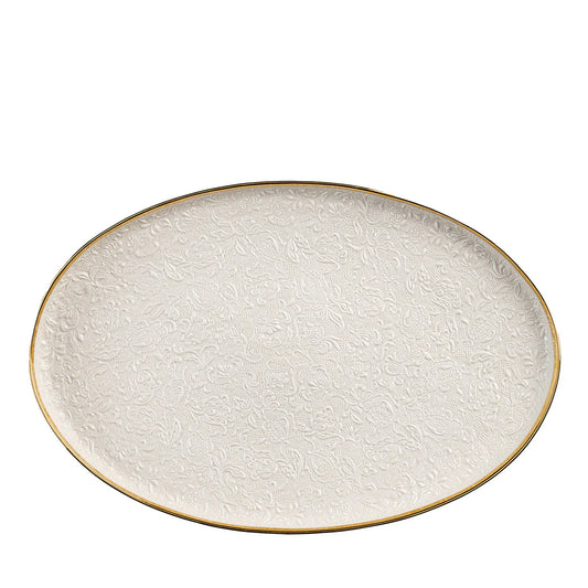 Damasco Oval White & Gold Tray