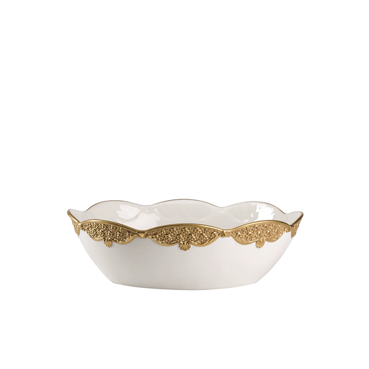 Caterina Oval White & Gold Bowl