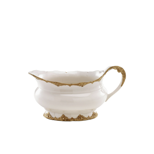 Irene White & Gold Gravy Boat