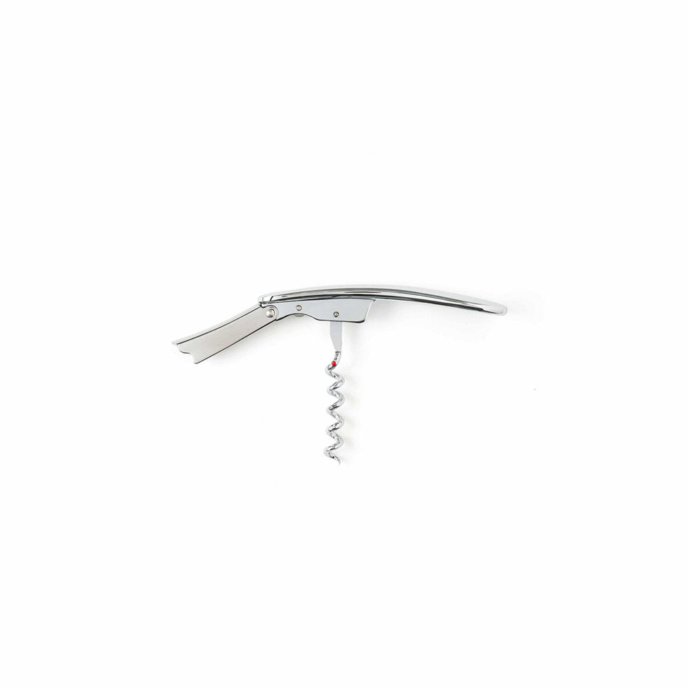 wine opener-Silver corkscrew on a white background