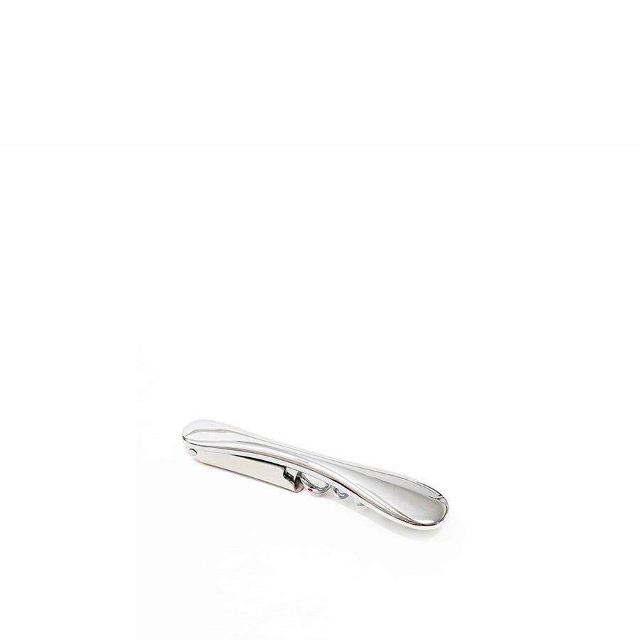 wine opener-Silver tie clip on a white background