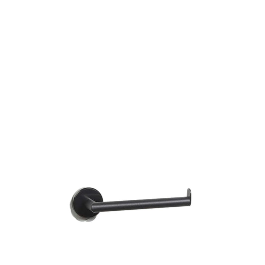 Black wall-mounted towel holder on a white background
