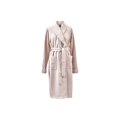 Beige waffle-textured robe on a white background