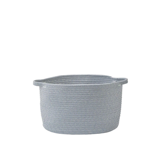 Gray woven basket on a white background