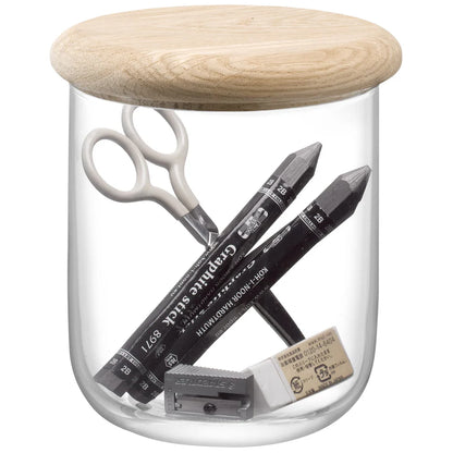 Dine Container & Oak Lid 12.5cm H14cm Clear