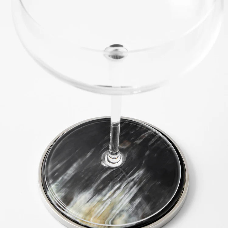 Natural White Black Horn Coasters 6 pcs