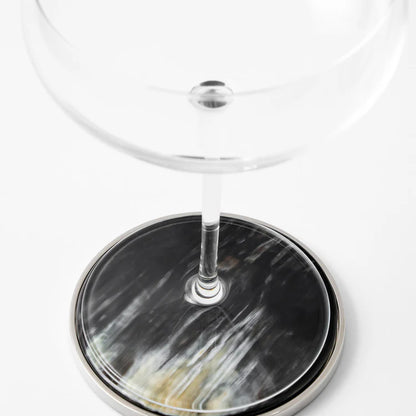 Natural White Black Horn Coasters 6 pcs