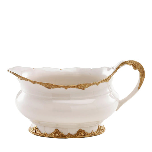 Irene White & Gold Gravy Boat