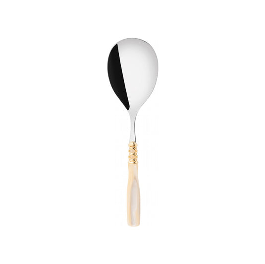 Bugatti Arianna Gold Plated Ring Rice Spoon, Ivory