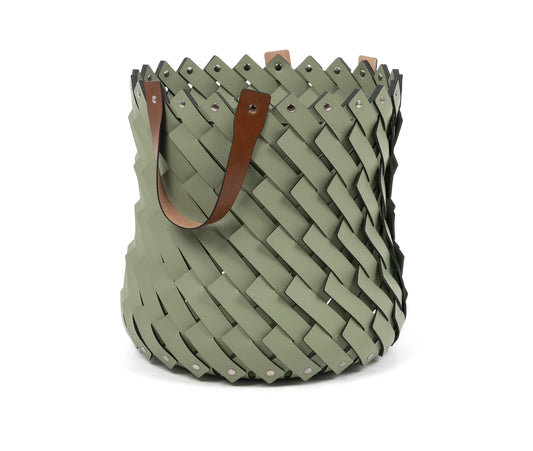 Almeria Medium Basket With Handles Oil Green
